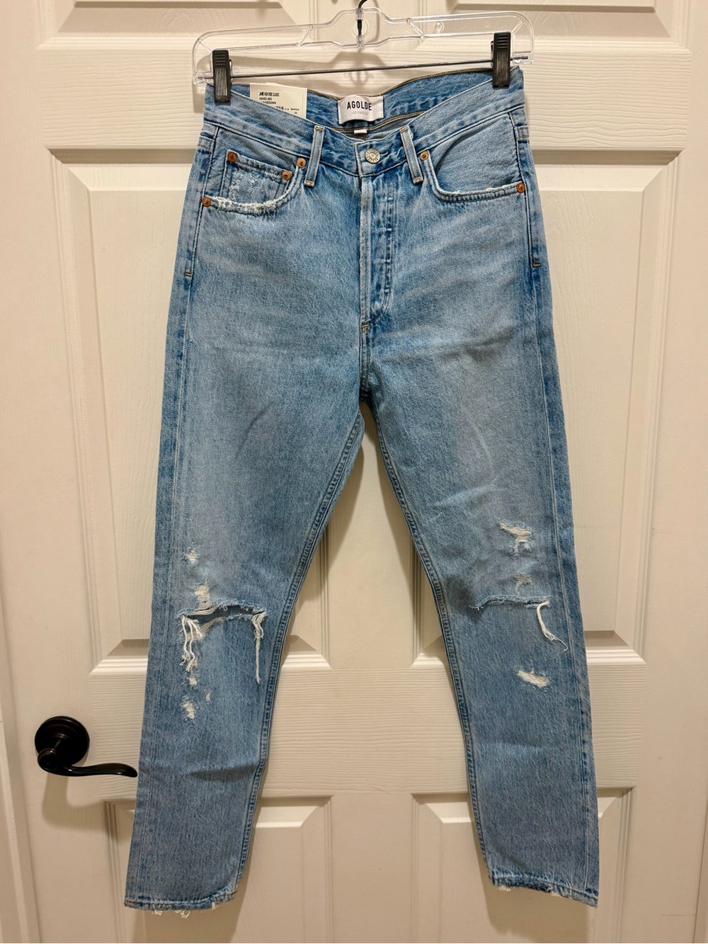NWT AGOLDE Jamie High Rise Classic Jeans Shakedown Distressed Sz 24